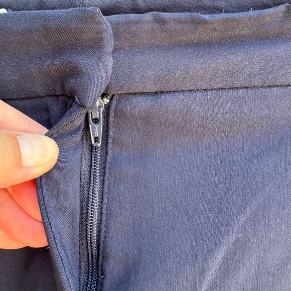 Mario Serrani Italy Womens Navy Flat Front Slash Pockets Zipper Closure Pants 16 - Picture 4 of 7